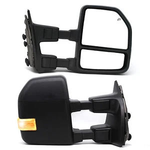 Towing Mirrors For 1999-16 Ford F250 F350 Super Duty Power Heated Signal Black - Picture 1 of 12