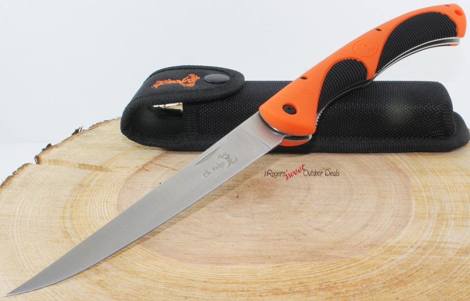 Navaja de bolsillo plegable para camping filete de pesca de pescado naranja 12,75" Elk Ridge Foto 1 de 4