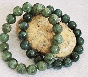 Natural Green Apatite Crystal Bracelet 12mm - Picture 1 of 6