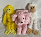 Fuzzy Wear Różowy Pudel Szyja Szalik i żółto-biały Uchwyt Małpy Przytulanka Śliczna
