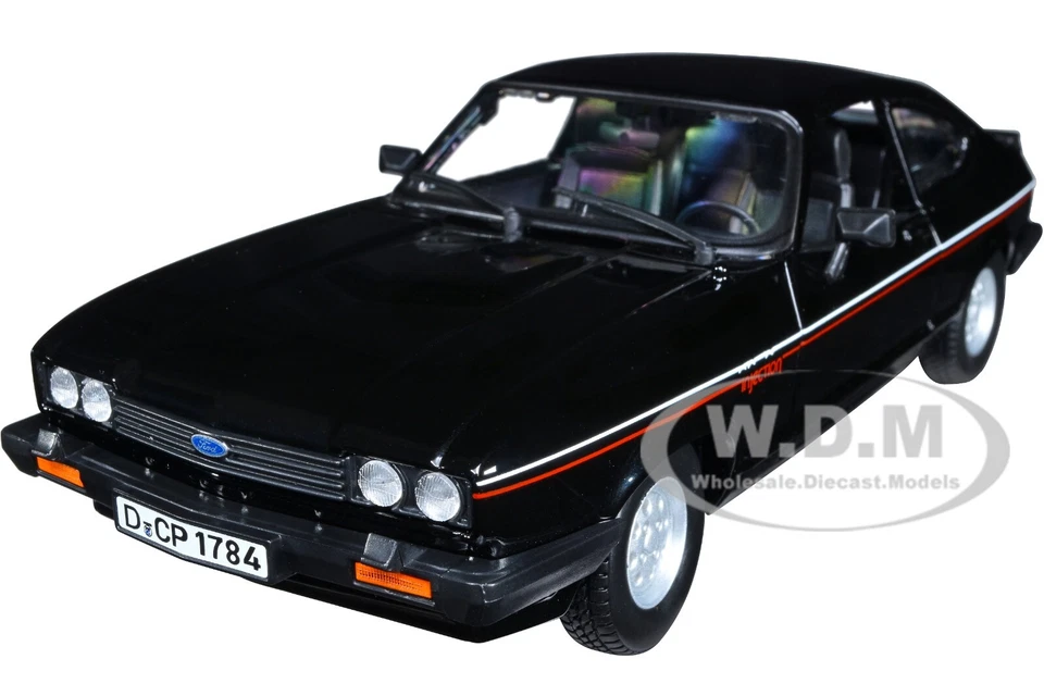 1982 FORD CAPRI BLACK W/ STRIPES 1/24 DIECAST MODEL CAR BY BBURAGO 21093