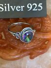 Silver  Ring With Green/ Purple Stone