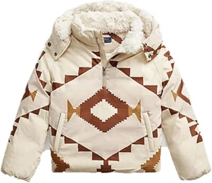 NWT Polo Ralph Lauren Ivory OYSTER BAY AZTEC DOWN Quarter-Zip Jacket Girls 4/4T - Picture 1 of 8