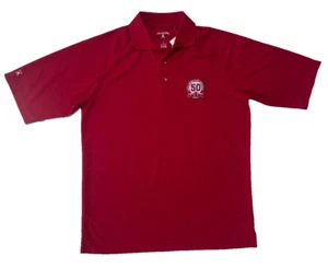 Angels Baseball Red Polo Shirt Small Mens Antigua MLB 50th Anniversary Patch - Picture 1 of 4