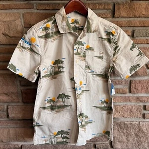 Arizona Jean Co Shirt Boys Small 8 Safari Print Short Sleeve Button Up NWT - Picture 1 of 9