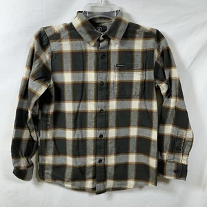 Volcom Boys Medium Long Sleeve Flannel Button Shirt Plaid Dadcore Skater Outdoor - Picture 1 of 9