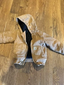 Carhartt Brown Quilt Lined Hooded Jacket Youth Boys Size XXS (4-5) - Picture 1 of 5