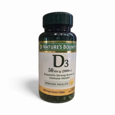 Nature's Bounty Vitamina D3 - Apoya la salud inmune 150 unidades 1 paquete Foto 1 de 2