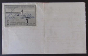 RW23 - 1956 Federal Duck Stamp on Mississippi Hunting License - Picture 1 of 2