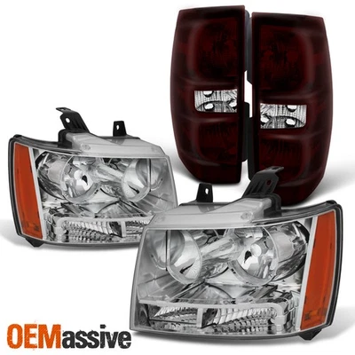 Faros luces Fit cromados 2007-2014 Suburban Tahoe + lámpara trasera roja oscura OE Foto 1 de 4