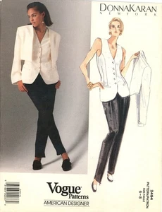 Vogue 2494 DONNA KARAN Cropped Jacket, Vest & Tapered Pants Sz 6-8 CUT COMPLETE - Picture 1 of 7