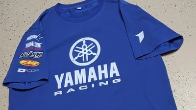 Visuals Yamaha Factory Racing T-Shirt Blue Retro Rally motocross track - Image 1 of 4