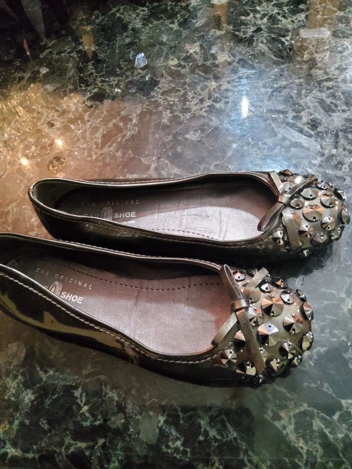 THE ORIGINAL Zapato Coche Tacones Cuero Negro Talla 36 Foto 1 de 4