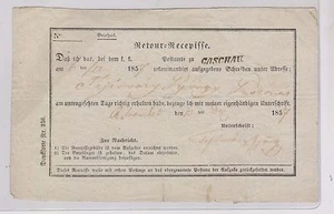 AUSTRIA, 1857 CASHAU ESLOVAQUIA documento postal devolución recepción 6 k - Imagen 1 de 2