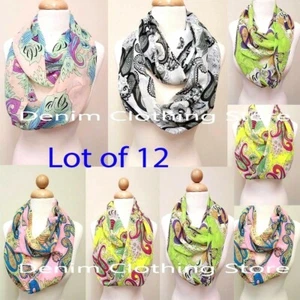 Lot of 12 Women Loop Scarf Light Weight Infinity Head Face Neck Wrap Wholesale - Picture 1 of 5