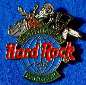 BANGKOK EARTH DAY ELEPHANT TOUCAN RHINO DEER 1994 BLUE GLOBE Hard Rock Cafe PIN - Picture 1 of 1