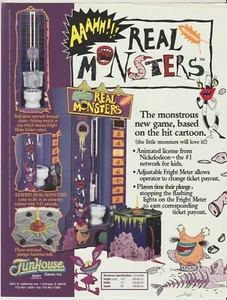 AAAAHH! Real Monsters Juego Arcade Folleto Publicitario Nickelodeon Williams - Imagen 1 de 1