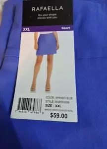 Rafaella Skort Shorts Women 2XL Pull-on 38" Blue Stretch Summer Athlesuire XXL - Picture 1 of 7