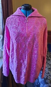 Rockmans Womens Jumper Hot Pink & White Diamond Knit XXL - Picture 1 of 13