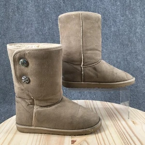 UGG Boots Womens 9 Shearling Beige Sheepskin Round Toe Ankle Top Casual Flats - Picture 1 of 18