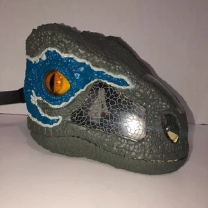 Mattel Jurassic World Dinosauro BLU Velociraptor Maschera Elettronica FMB74 - Foto 1 di 5