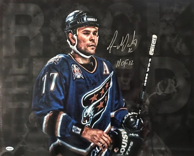 Inscripción firmada por Adam Oates 16 x 20 Washington Capitals Salón de la Fama Foto 1 de 2