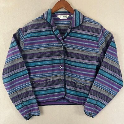 Chaqueta LL Bean Mujer Grande Púrpura De Colección Tapiz Tejido a Rayas Años 90 Fishermancore Foto 1 de 4