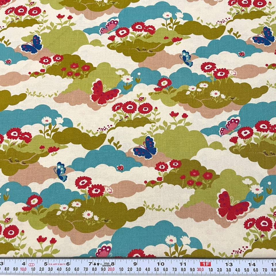 Lucky Day by Momo for Moda Flowers & Butterflies Cotton Fabric by the HALF YARD - Image 1 of 2