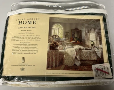 Funda nórdica vintage Laura Ashley Diana floral a rayas casa de campo tamaño completo Foto 1 de 4