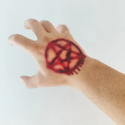 Кровавая пентаграмма тату - кровь пентаграмма временная татуировка / Хэллоуин пентаграмма - Изображение 1 из 2
