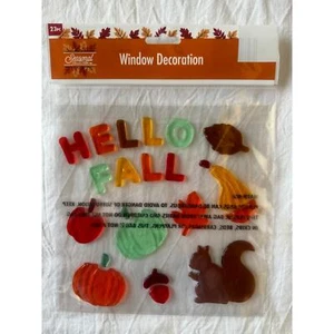 NEW HELLO FALL 23 pc Window Gel Clings Stickers Decor Squirrel Pumpkin Leaves - Picture 1 of 1