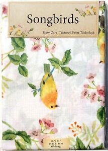 Benson Mills Songbirds & Flowers Easy Care Textured Tablecloth 3 Oblong Sizes