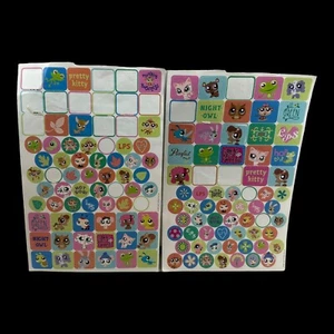 (2) Sheets 2009 Littlest Pet Shop Sticker Sheets INCOMPLETE Hasbro Animals LPS - Picture 1 of 4