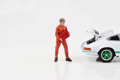 1:24 Figura Race Classic Meccanico Dan Contenitore Olio Orange American Diorama - Immagine 1 di 3
