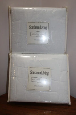 SOUTHERN LIVING HEIRLOOM LINEN QUILTED SHAMS SET OF 2 WHITE STANDARD SIZE - Image 1 of 3