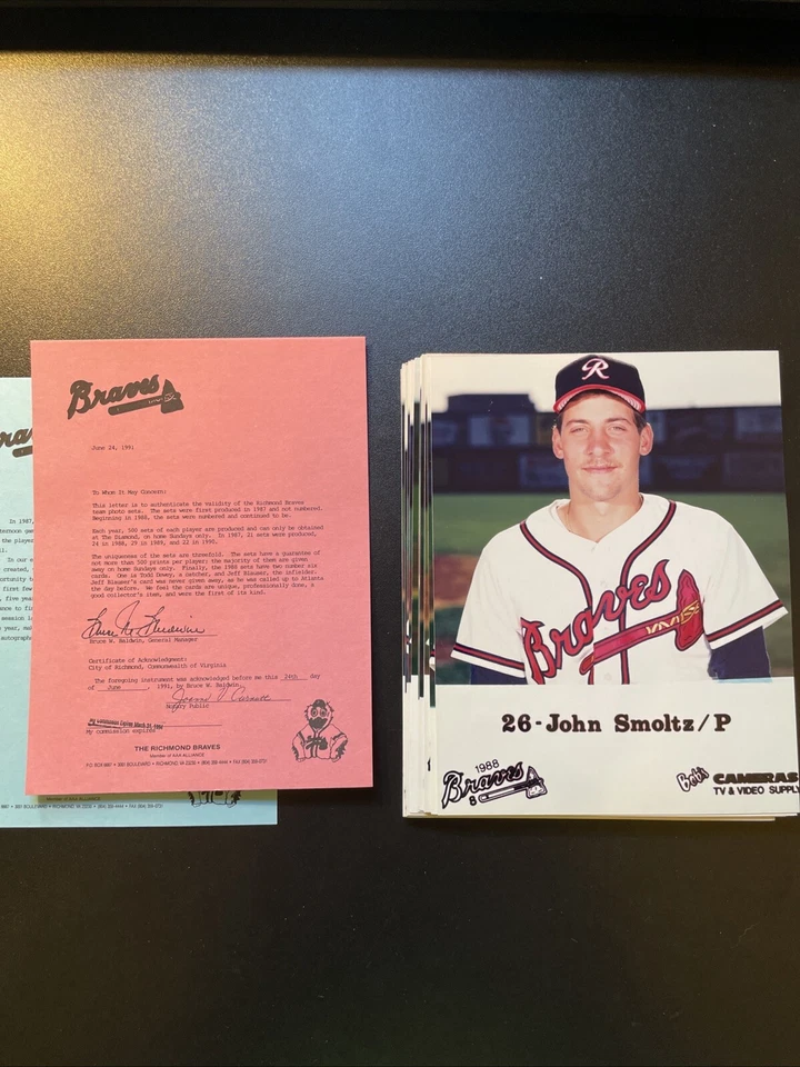 Complete (26) Card Set of 1988 Richmond Braves,  Bob's Cameras Photo Cards 4x5 - Image 1 of 4