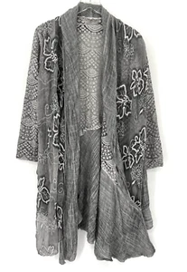 Simply Couture Lagenlook Boho Strickjacke Gr. S Häkel bestickt Fee grau - Bild 1 von 11
