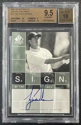 TIGER WOODS BGS 9.5 2002 UD SP AUTHENTIC SIGN OF THE TIMES SOTT GEM 10 MINT AUTO - Image 1 of 2
