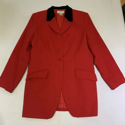 Jennifer Moore Womens Vintage Red Wool Dinner Jacket 31” Long Size 8 - Image 1 of 4