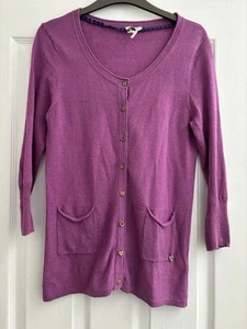 White Stuff Lightweight Cotton Blend Purple Cardigan Size 10 - Picture 1 of 8