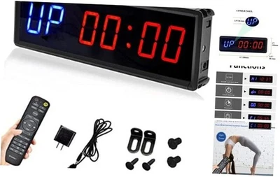 LED Interval Timer Count Down/Up Clock Stopwatch with Remote for Home Blue+red - Image 1 of 4