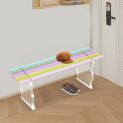 Banco de entrada de acrílico, banco grande arco iris para cambio de zapatos en interiores... Foto 1 de 4