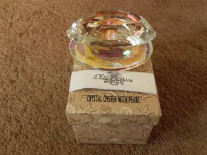 OLEG CASSINI NEW CRYSTAL CUT IRIDESCENT GLASS OYSTER + PEARL PAPER WEIGHT SIGNED - Picture 1 of 23