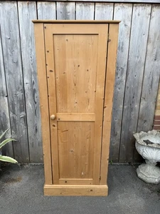 Solid Rustic Farmhouse Pine Wardrobe / Coat Cupboard Standalone Length Way Rail - Picture 1 of 9