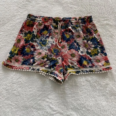 About a Girl Pantalones Cortos Florales XL Cordón Pom Pom Ribete Salón Cómodo Hippie Verano Foto 1 de 4