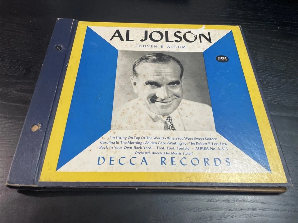 Al Jolson- Souvenir Album-  4x Shellac 10" 78 RPM Record Album - Decca A-575 Foto 1 de 4