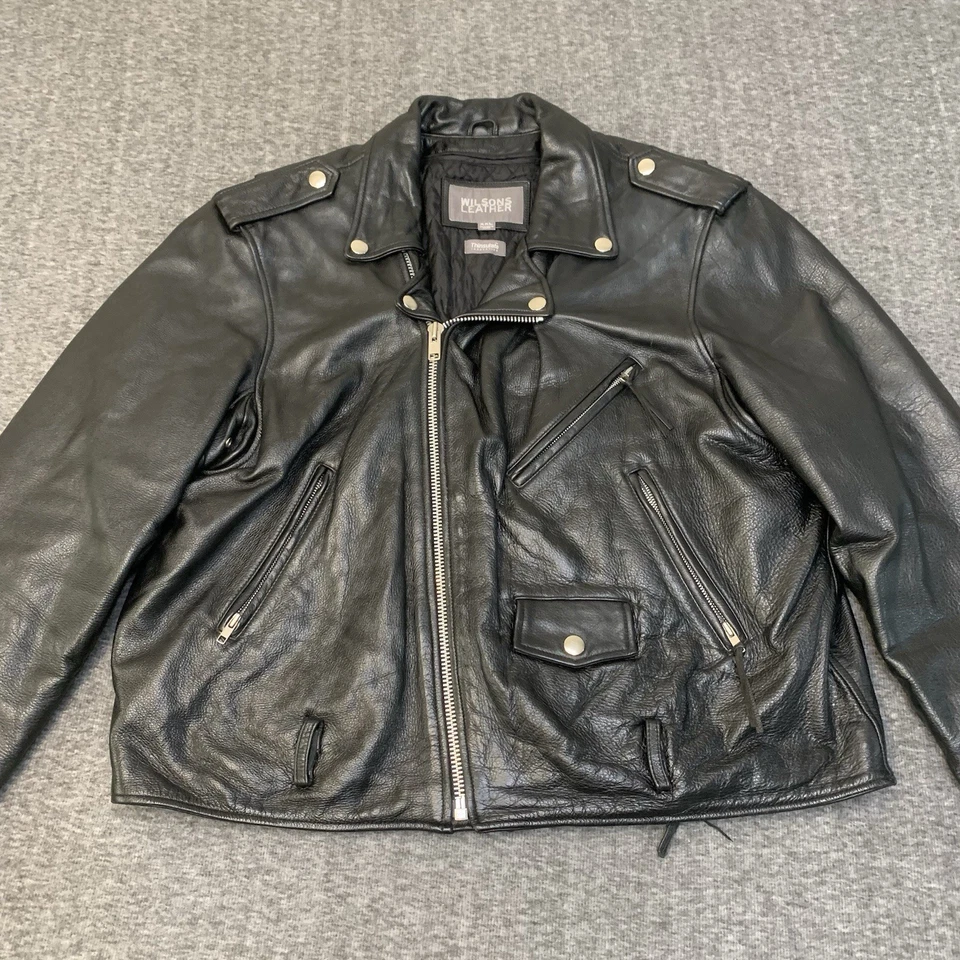 CHAQUETA DE MOTO CLÁSICA WILSONS DE CUERO PARA HOMBRE FORRADA AISLANTE XXL NEGRA Foto 1 de 4