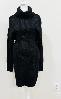 NWT TAHARI  Women's Dress Knit Sweater Grey Black Long Sleeve Turtle neck size L - Image 1 of 4