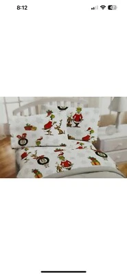 NWT DR. SEUSS THE GRINCH CHRISTMAS FULL SIZE FLANNEL 4 PIECE SHEET SET - Image 1 of 4
