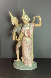 LLADRO RARO VINTAGE RETIRADO # 2058 ACABADO GRES COLECCIÓN BAILARINES TAILANDESES 21"H - Imagen 1 de 11